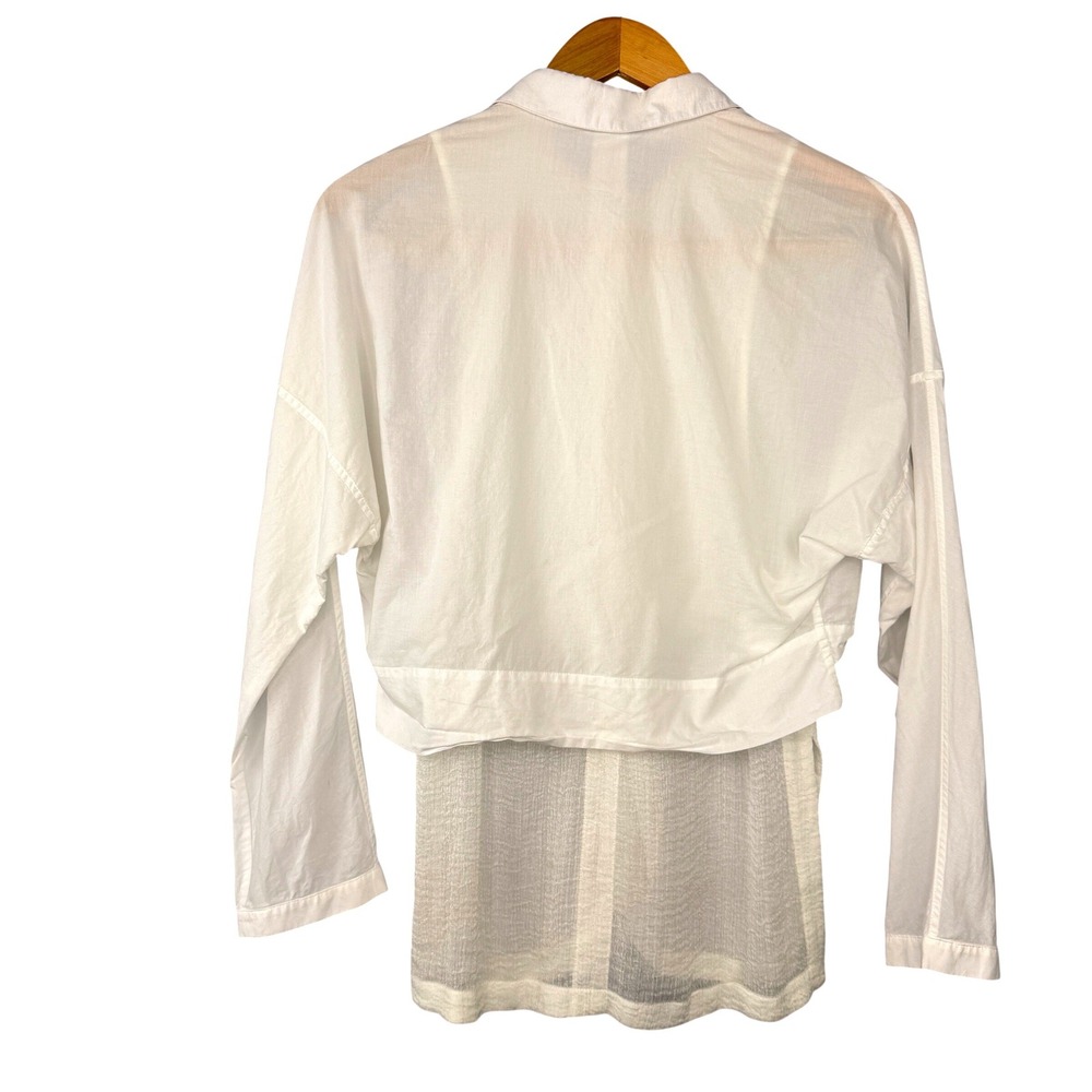 Helmut Lang Y2K Layered Button Down Shirt Womens TP White‎ Sheer Gauze Cotton - Picture 6 of 9